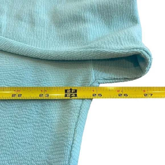 AERIE Medium Light Blue Textured Crew Neck Pullover Relaxed Oversized‎ Top - Picture 4 of 11
